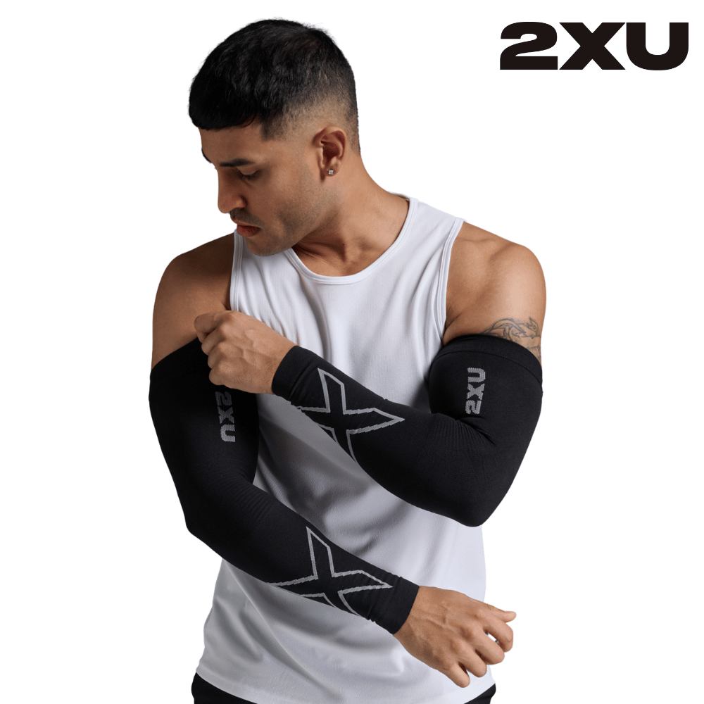 2XU Unisex Flex Run Compression Arm Sleeves - Black / Grey
