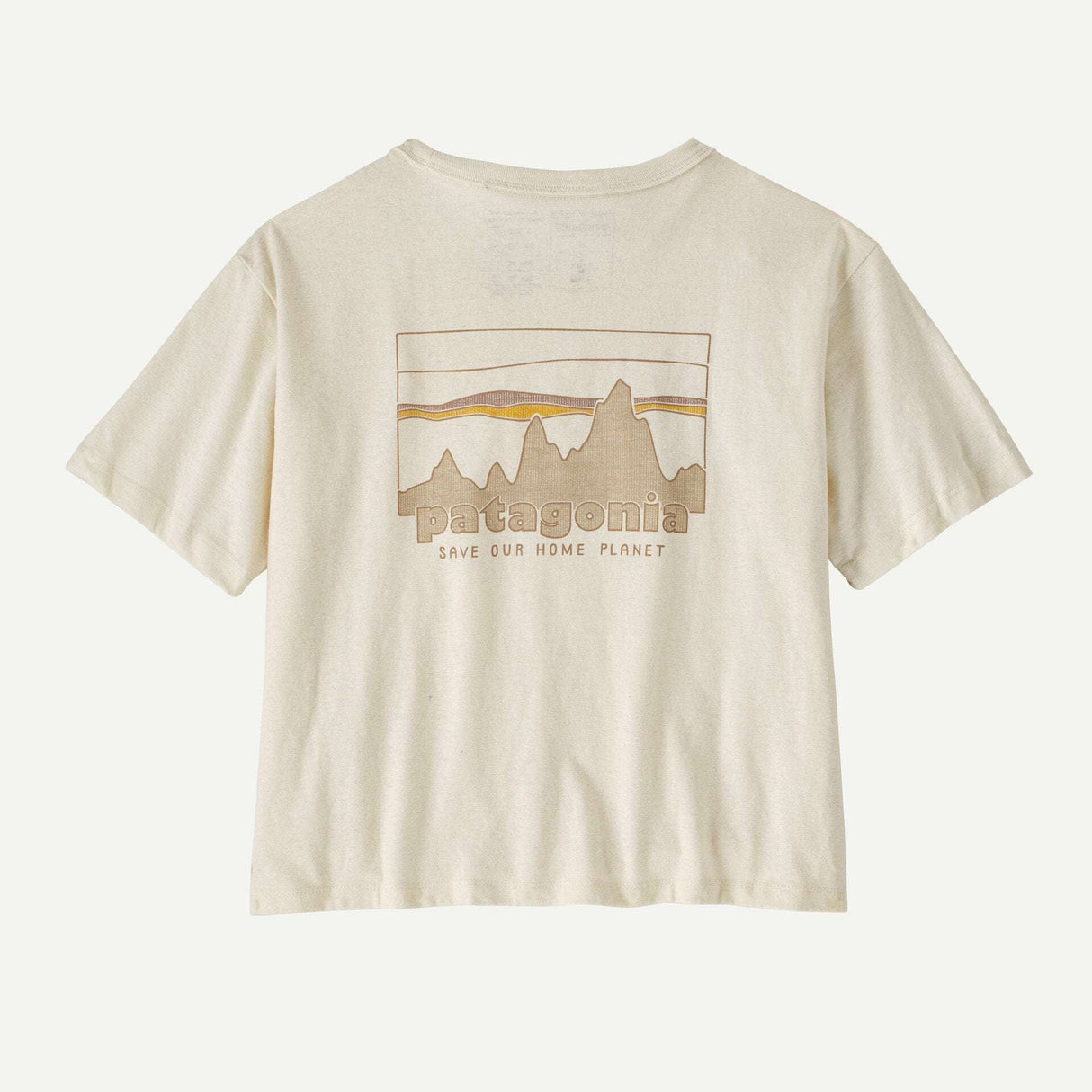 Explore Patagonia Women '73 Skyline Easy-Cut Responsibili-Tee - Birch White for trail, outdoor & lifestyle use | Liv Activ Singapore