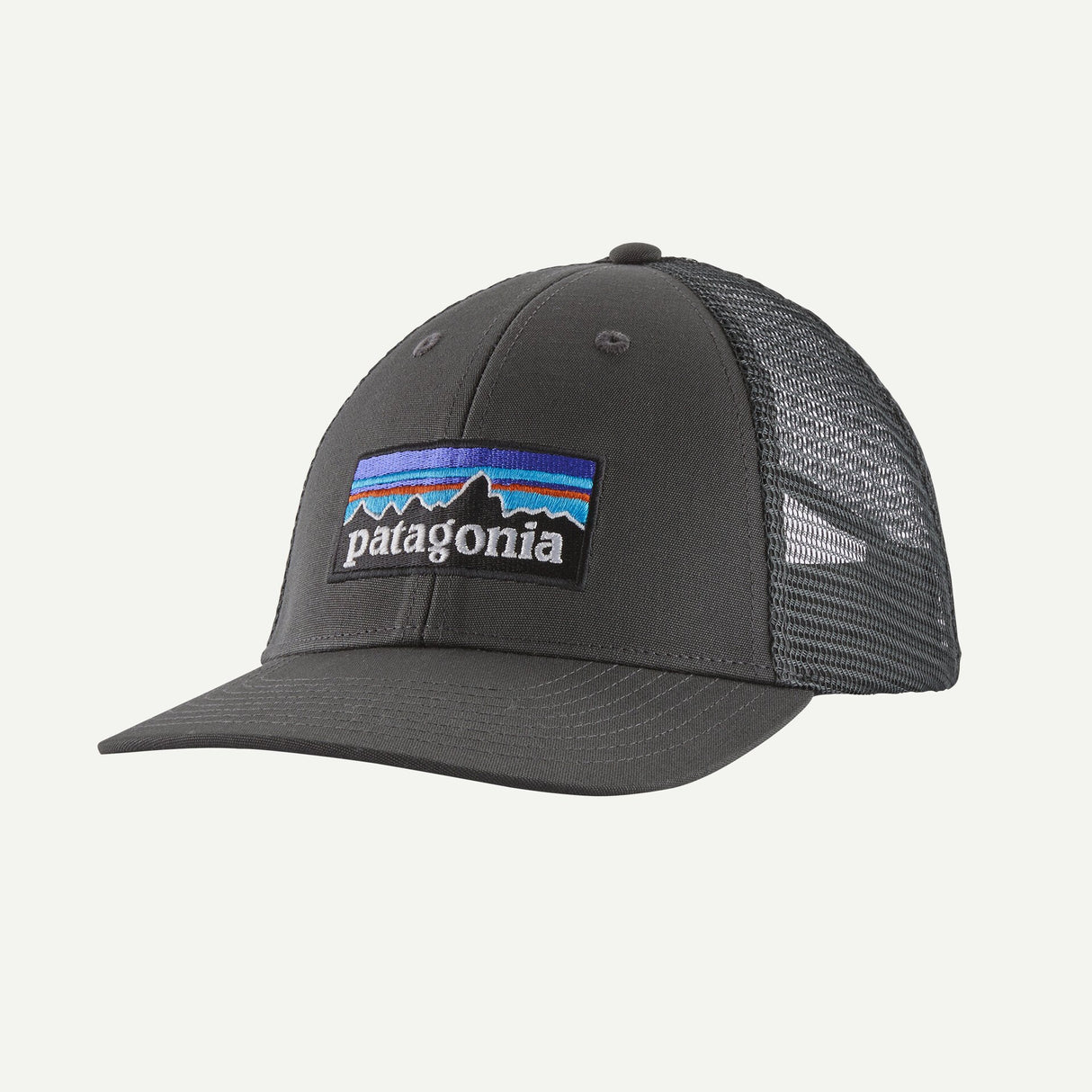 Explore Patagonia P-6 Logo LoPro Trucker Hat - Forge Grey for trail, outdoor & lifestyle use | Liv Activ Singapore