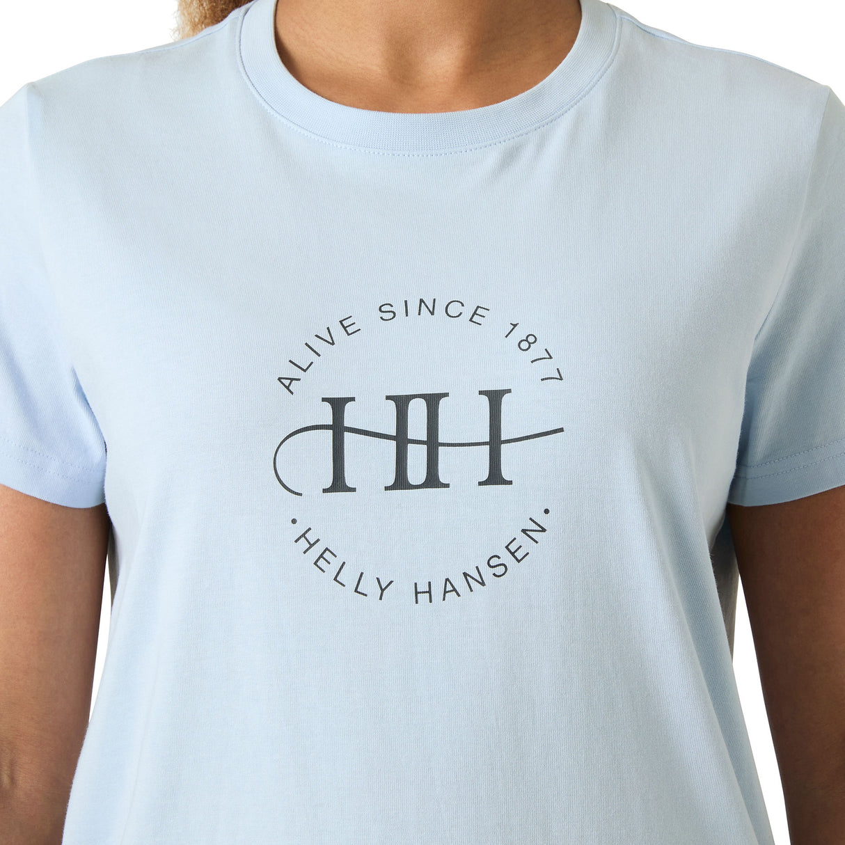 Explore Helly Hansen Women Core Graphic T-shirt 2.0 - Pinnacle Blue for trail, outdoor & lifestyle use | Liv Activ Singapore