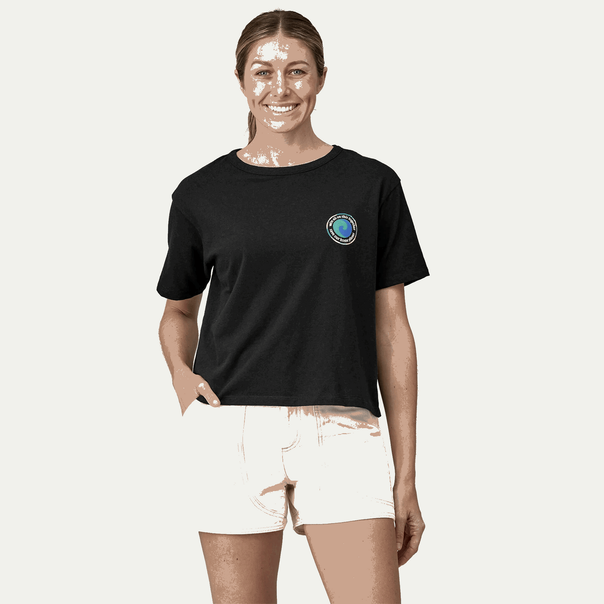 Explore Patagonia Women Unity Fitz Easy-Cut Responsibili-Tee - Ink Black for trail, outdoor & lifestyle use | Liv Activ Singapore