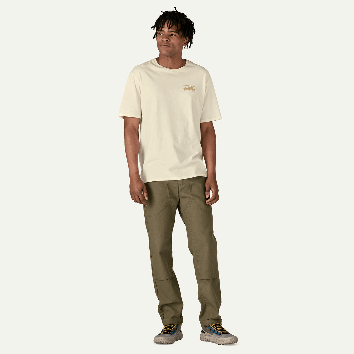 Explore Patagonia Men '73 Skyline Organic T-Shirt - Birch White for trail, outdoor & lifestyle use | Liv Activ Singapore