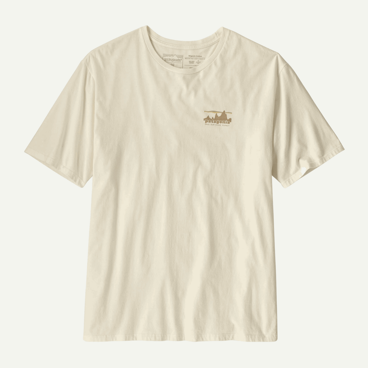 Explore Patagonia Men '73 Skyline Organic T-Shirt - Birch White for trail, outdoor & lifestyle use | Liv Activ Singapore