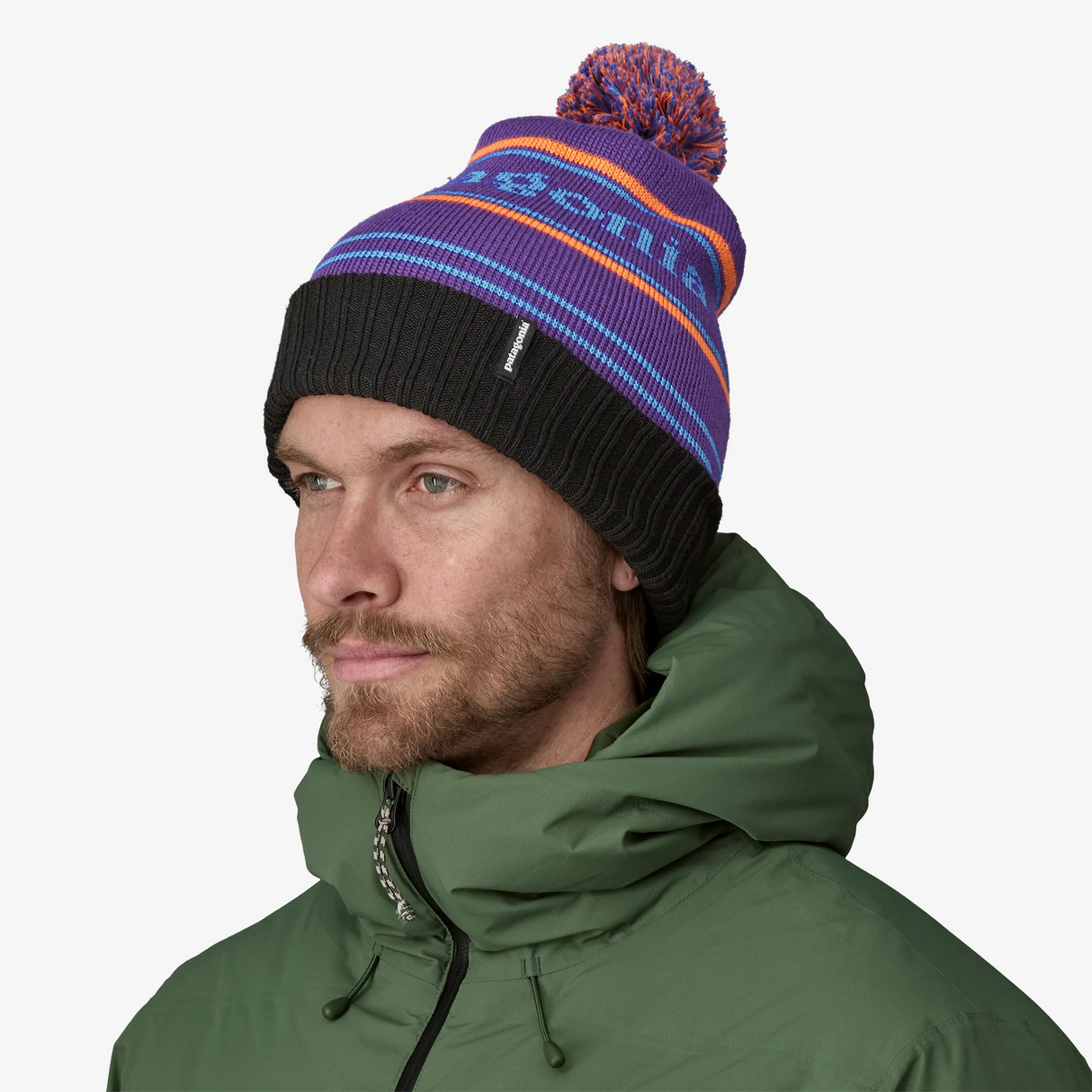 Explore Patagonia Unisex Powder Town Beanie - Park Stripe: Purple for trail, outdoor & lifestyle use | Liv Activ Singapore