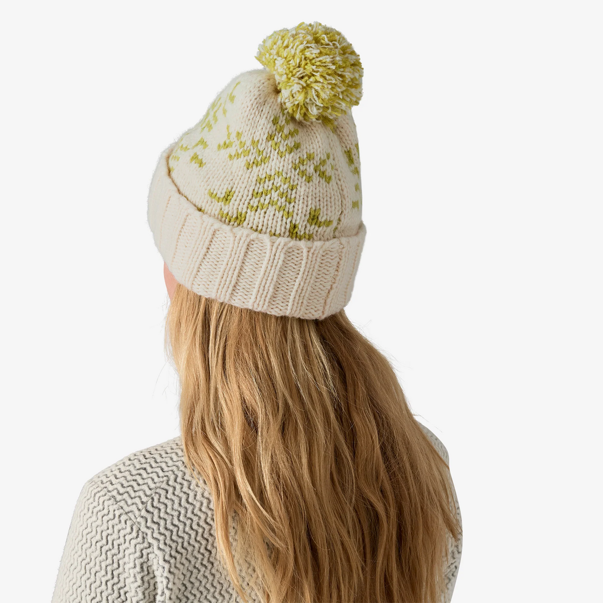 Explore Patagonia Unisex Snowbelle Beanie - Evergreen Flakes: Birch White for trail, outdoor & lifestyle use | Liv Activ Singapore