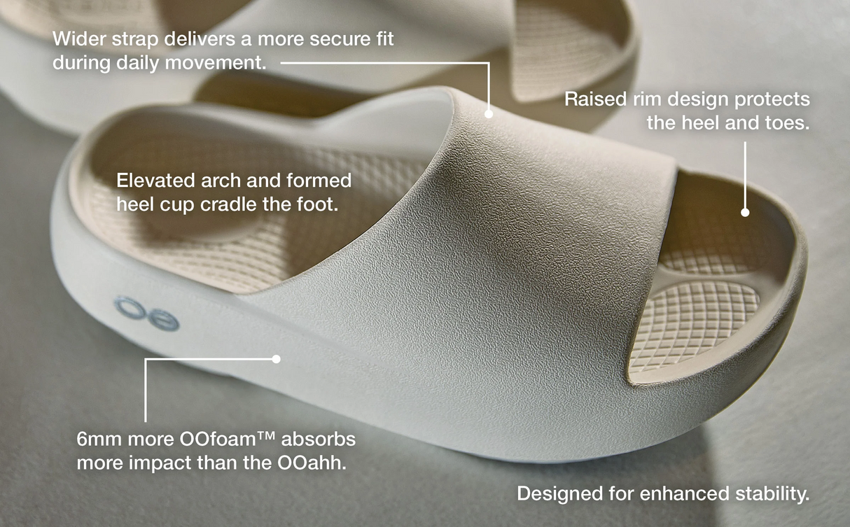 Explore OOFOS Unisex OOahh Plus - Chalk for trail, outdoor & lifestyle use | Liv Activ Singapore