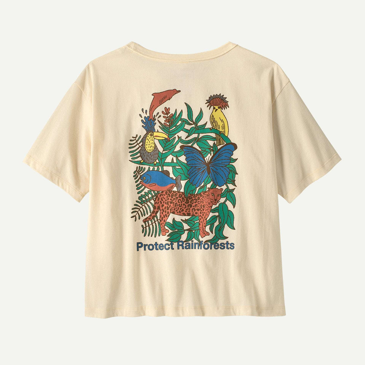 Explore Patagonia Women Protect Rainforests Easy-Cut T-Shirt - Undyed Natural for trail, outdoor & lifestyle use | Liv Activ Singapore