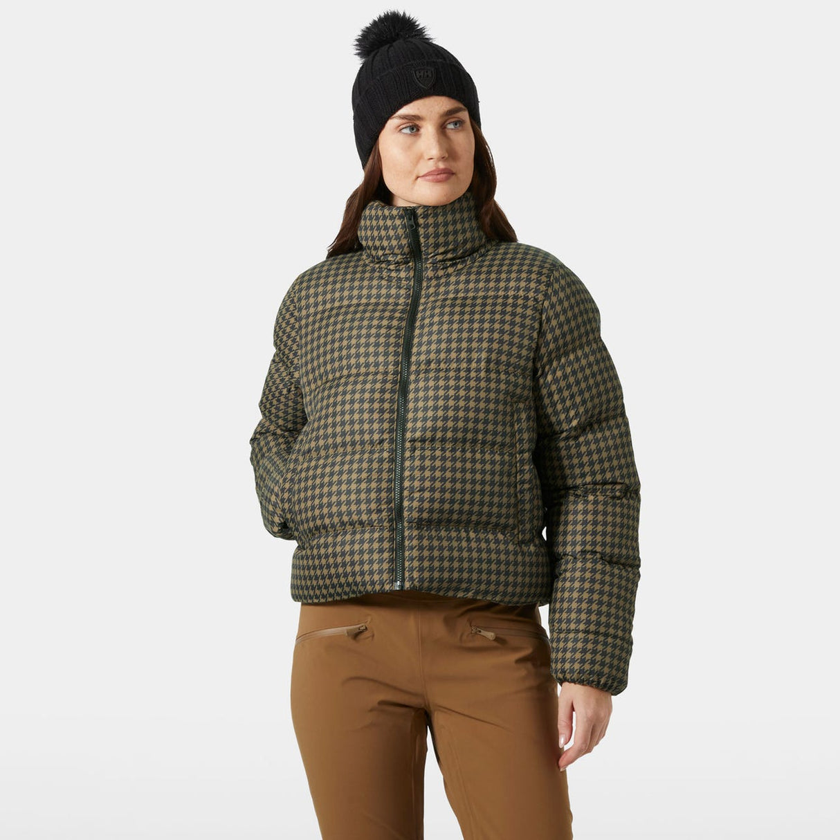 Helly Hansen Women Jade Puffer Jacket - Sepia Houndstooth AOP