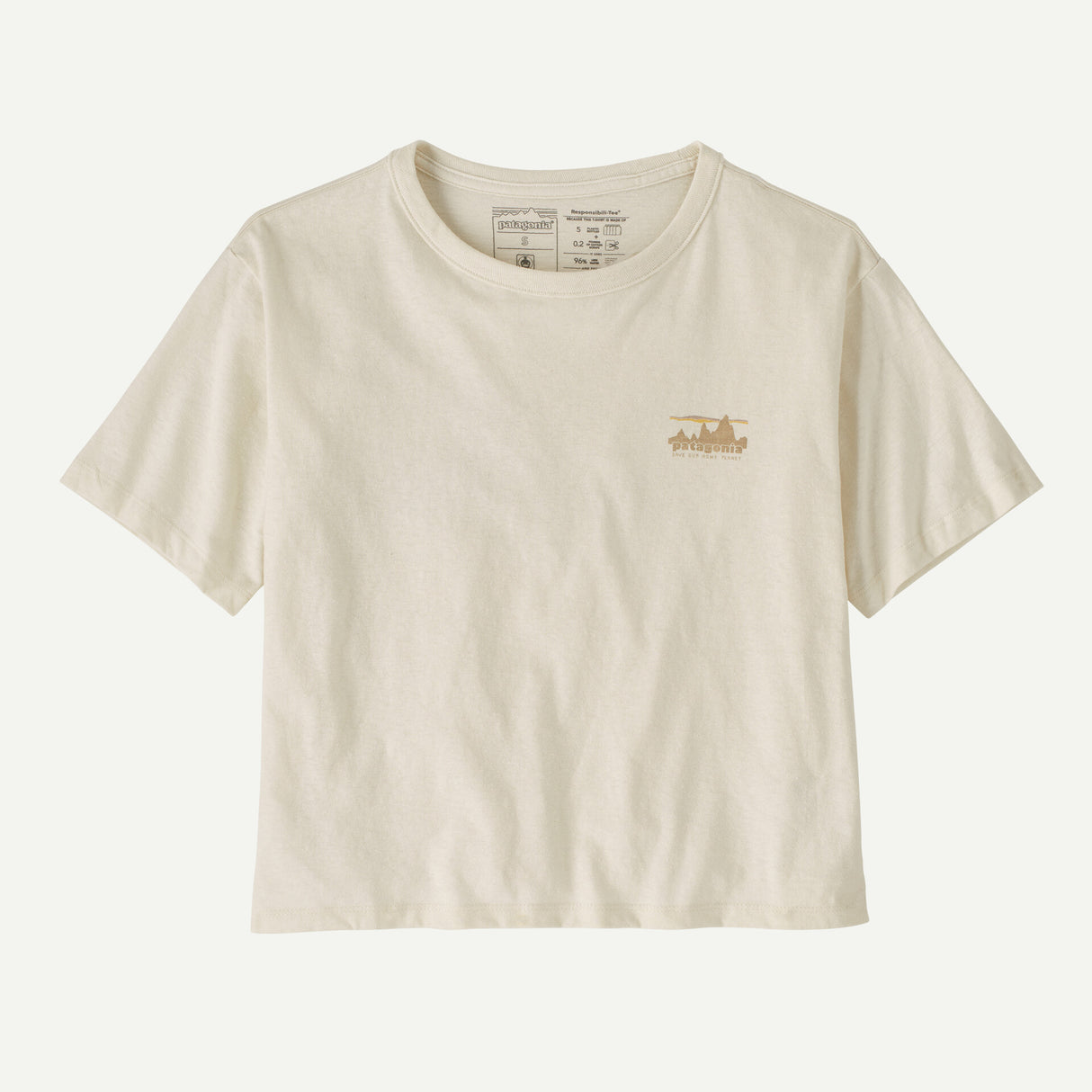 Explore Patagonia Women '73 Skyline Easy-Cut Responsibili-Tee - Birch White for trail, outdoor & lifestyle use | Liv Activ Singapore