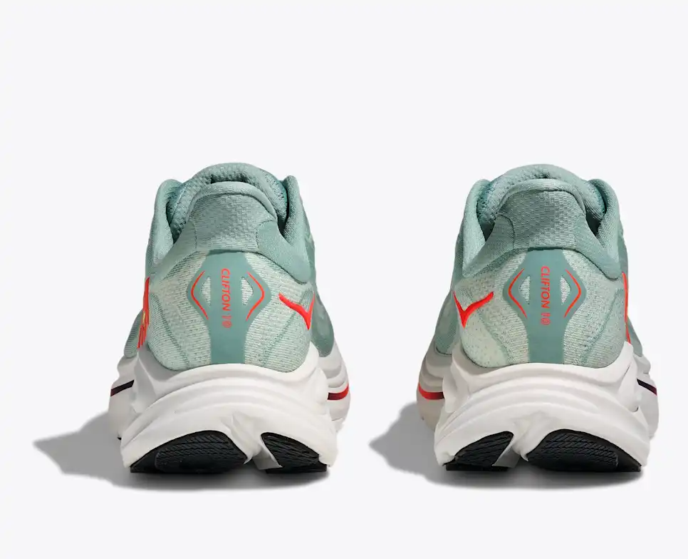 Explore HOKA Men Clifton 10 - Sage / Neon Flame for trail, outdoor & lifestyle use | Liv Activ Singapore