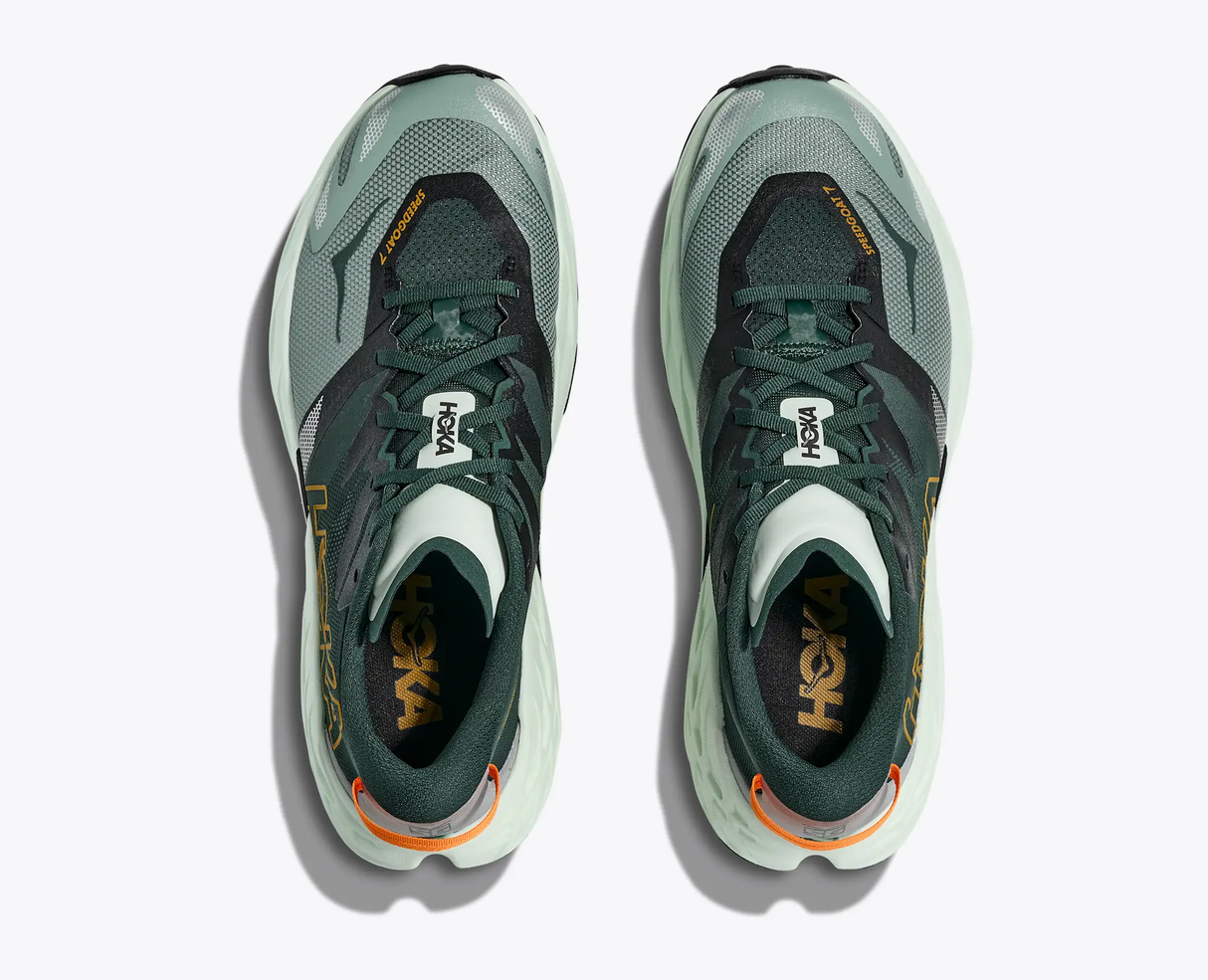 Explore HOKA Men Speedgoat 7 Wide - Bay Leaf / Sea Glass for trail, outdoor & lifestyle use | Liv Activ Singapore