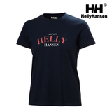 Explore Helly Hansen Women Core Graphic T-shirt 2.0 - Navy for trail, outdoor & lifestyle use | Liv Activ Singapore