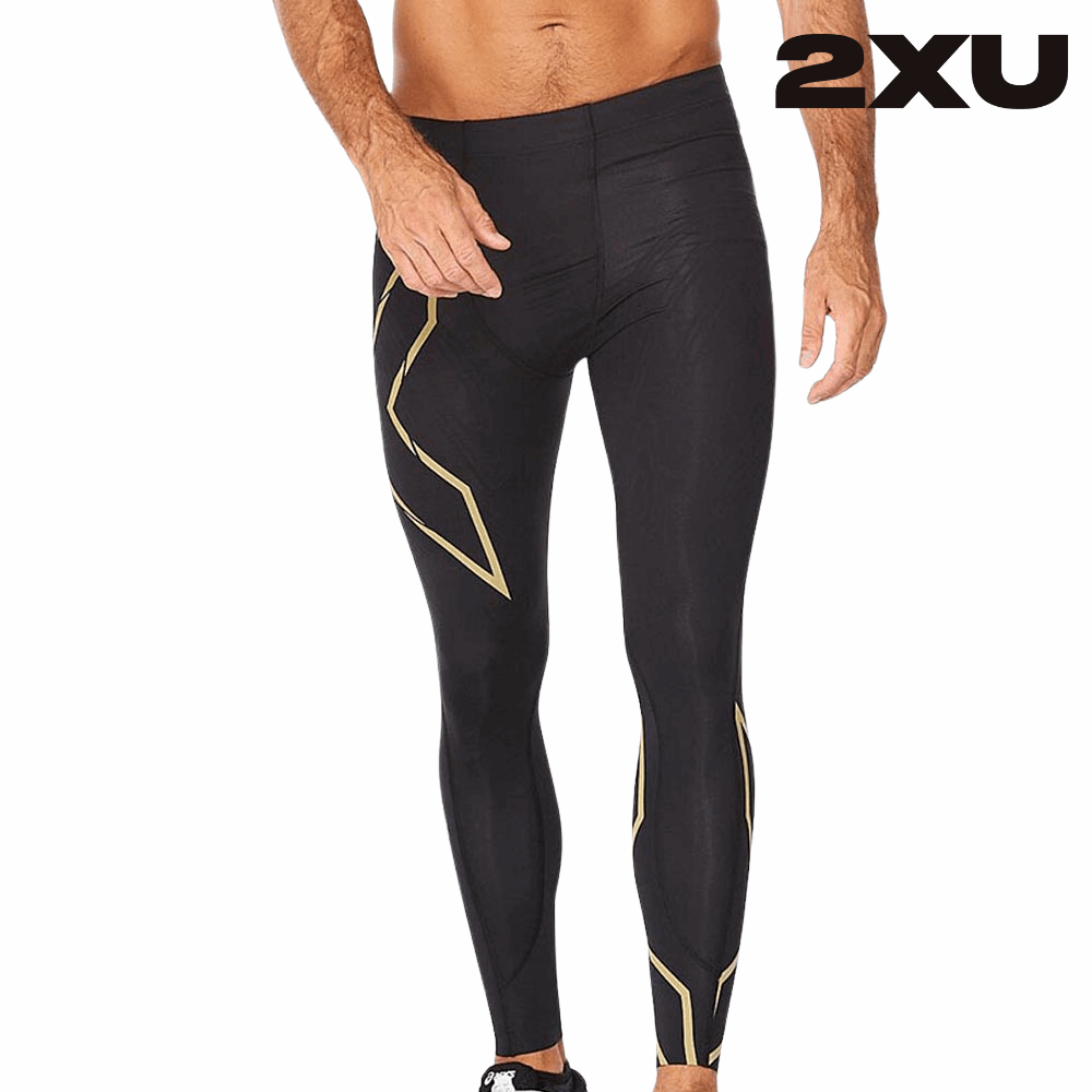 2XU Men Light Speed Compression Tights - Black / Gold Reflective