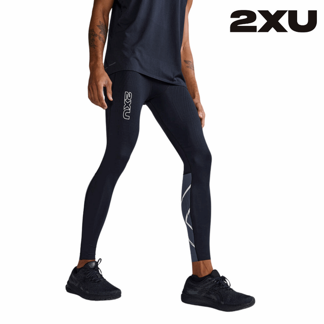 2XU Men Light Speed React Compression Tights - Black / White 2XU Men Light Speed React Compression Tights - Black / White