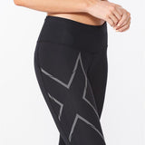 2XU Women Light Speed Mid-Rise Compression Tights - Black / Black Reflective