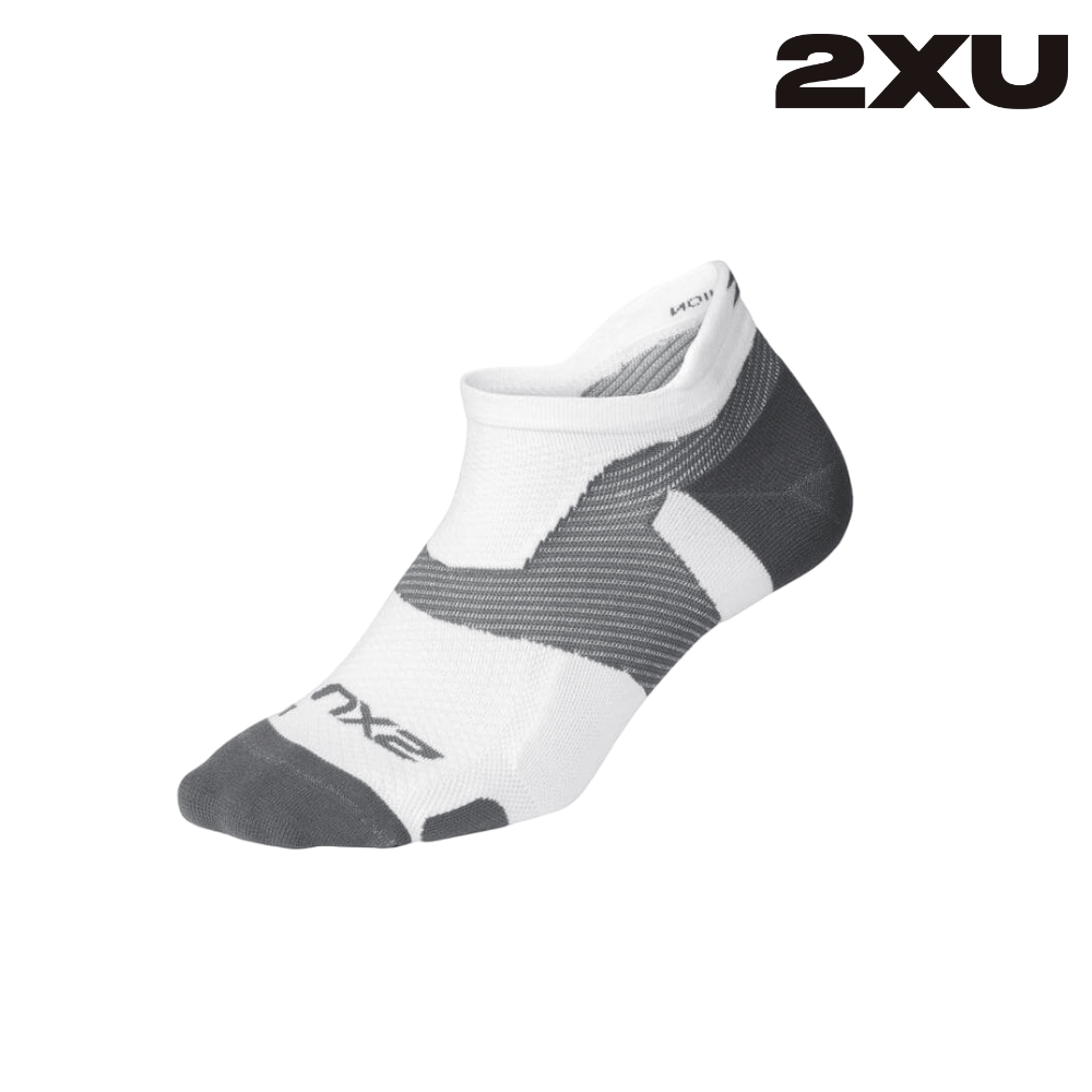 2XU Unisex Vectr Ultralight No Show Socks - White / Grey