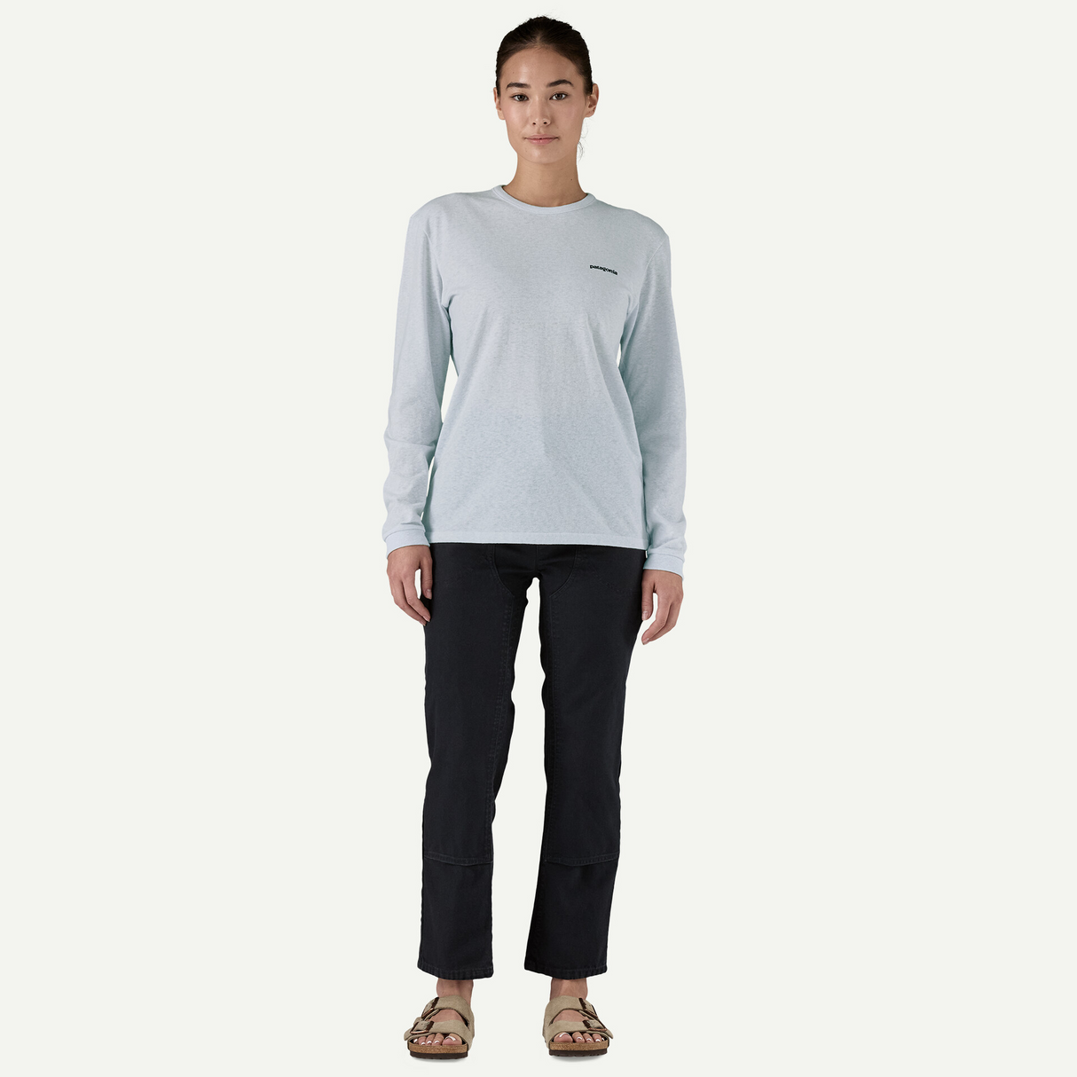 Patagonia Women Long-Sleeved P-6 Logo Responsibili-Tee - White
