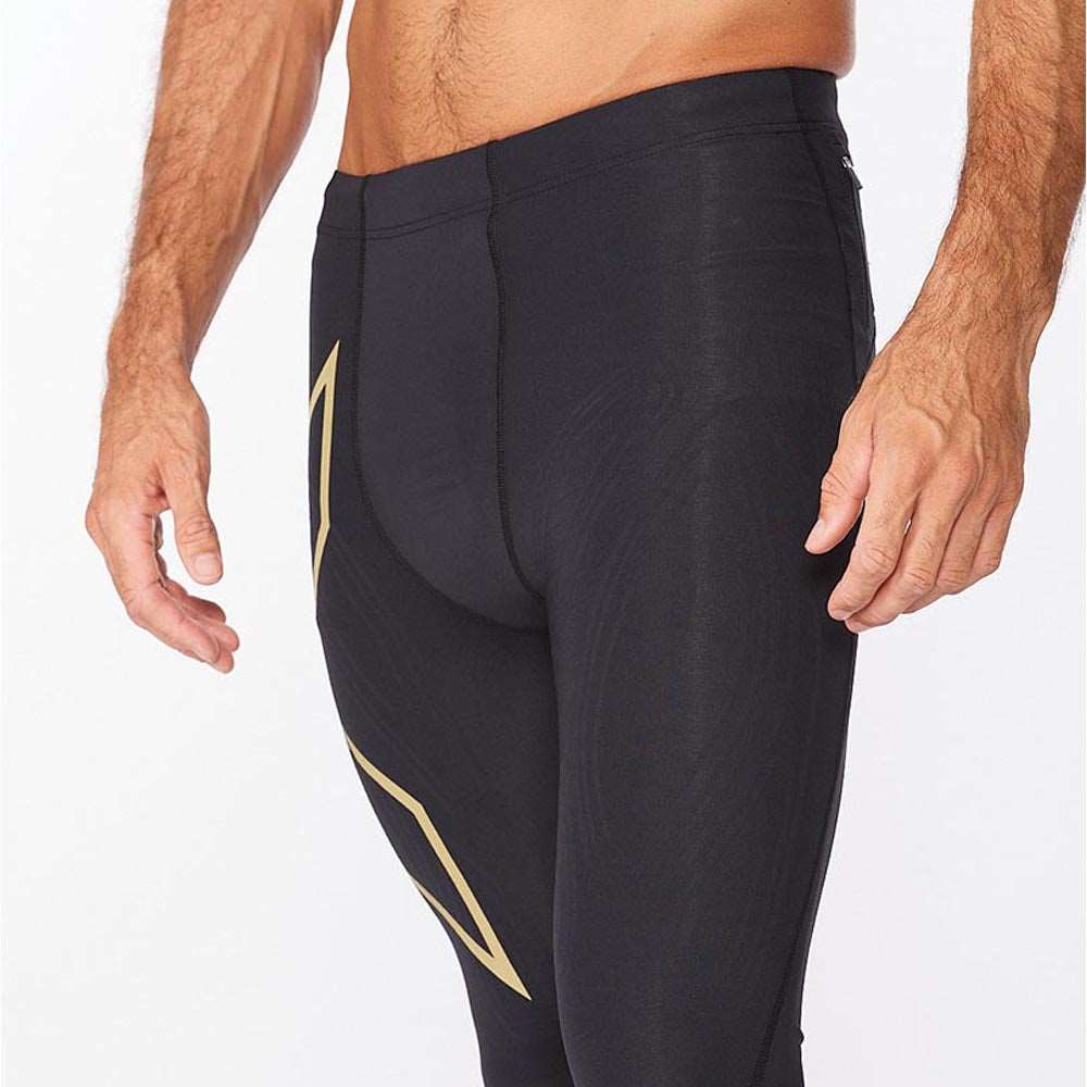 2XU Men Light Speed Compression Tights - Black / Gold Reflective