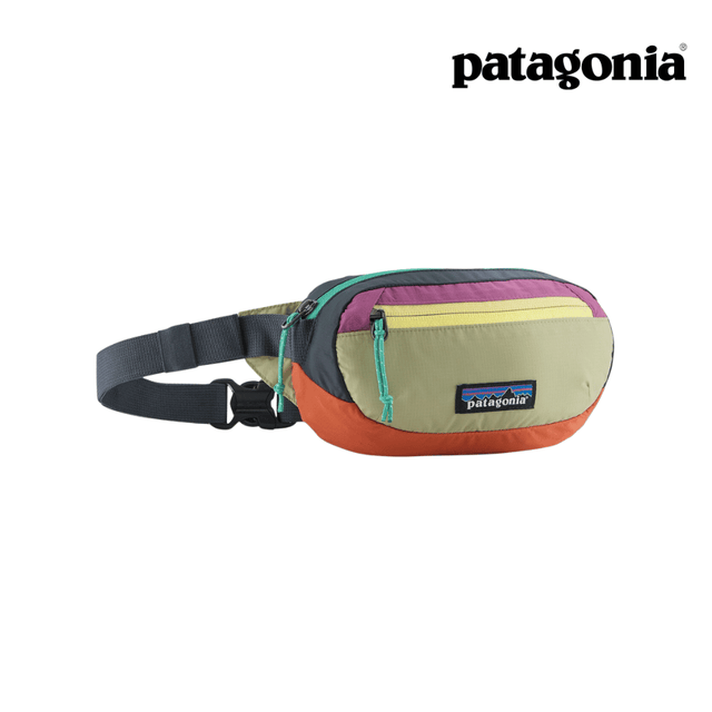 Explore Patagonia Terravia Mini Hip Pack 1L - Patchwork: Gumtree Green for trail, outdoor & lifestyle use | Liv Activ Singapore