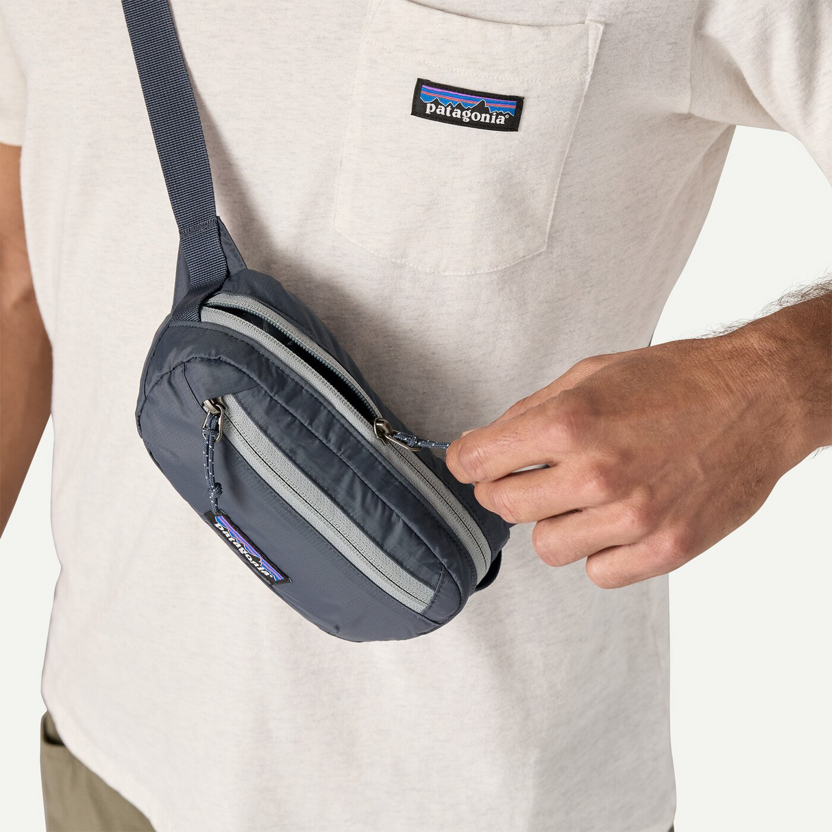 Explore Patagonia Terravia Mini Hip Pack 1L - Patchwork: Gumtree Green for trail, outdoor & lifestyle use | Liv Activ Singapore