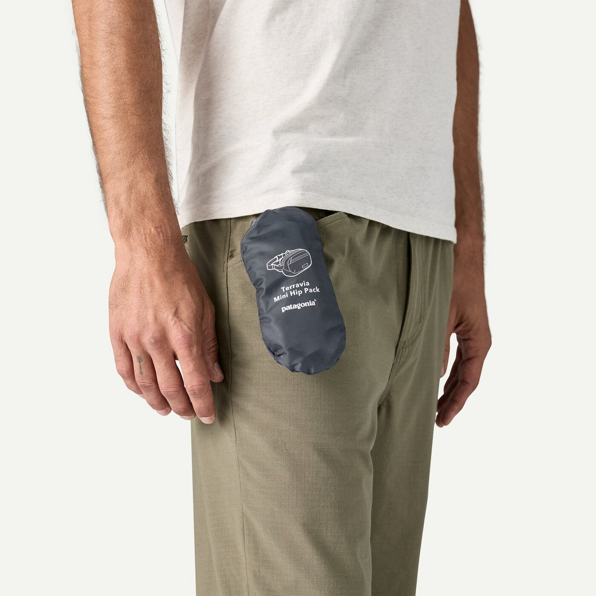 Explore Patagonia Terravia Mini Hip Pack 1L - Patchwork: Gumtree Green for trail, outdoor & lifestyle use | Liv Activ Singapore
