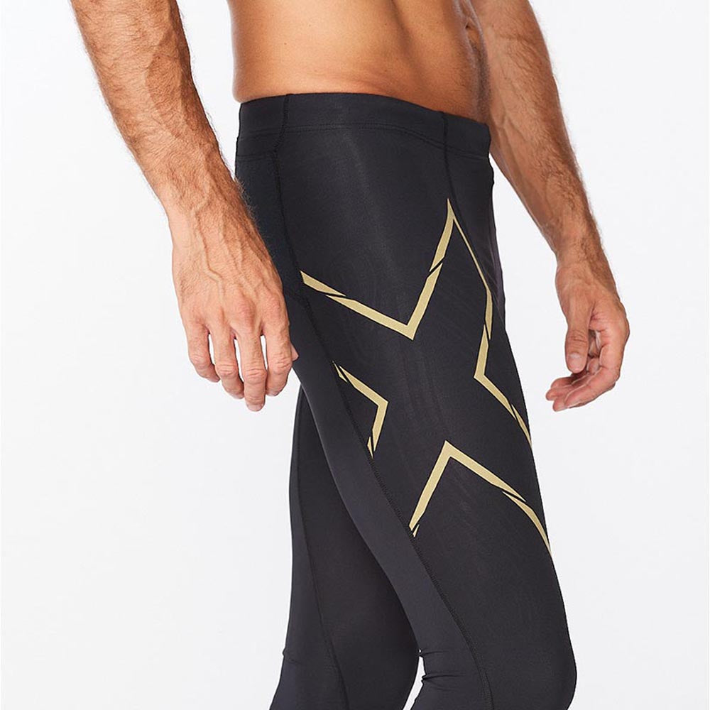 2XU Men Light Speed Compression Tights - Black / Gold Reflective