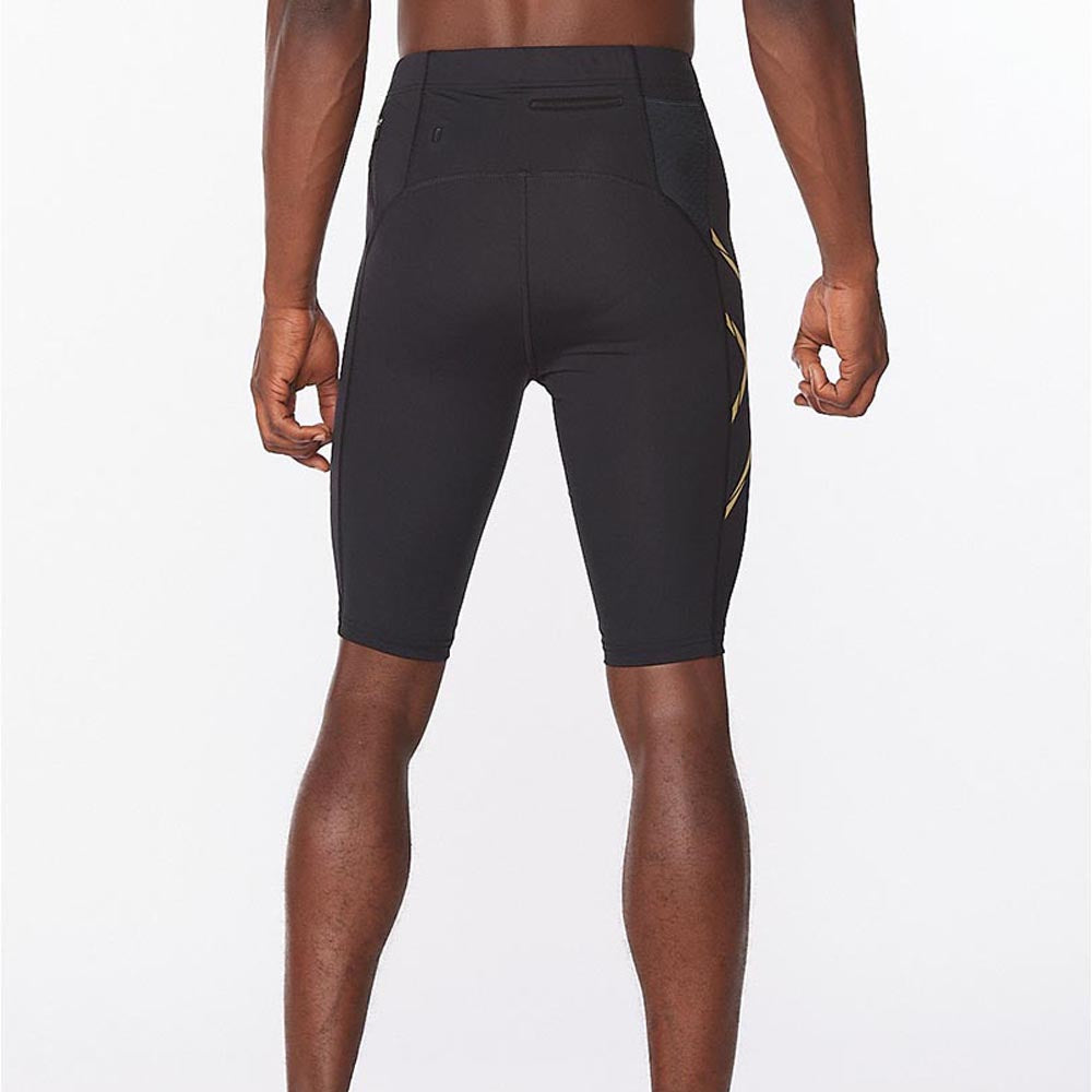 2XU Men Light Speed Compression Shorts - Black / Gold Reflective