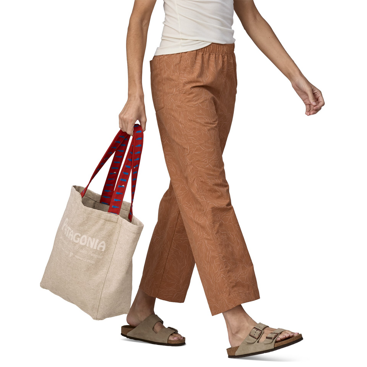 Explore Patagonia Recycled Market Tote - '73 Skyline: Classic Tan for trail, outdoor & lifestyle use | Liv Activ Singapore