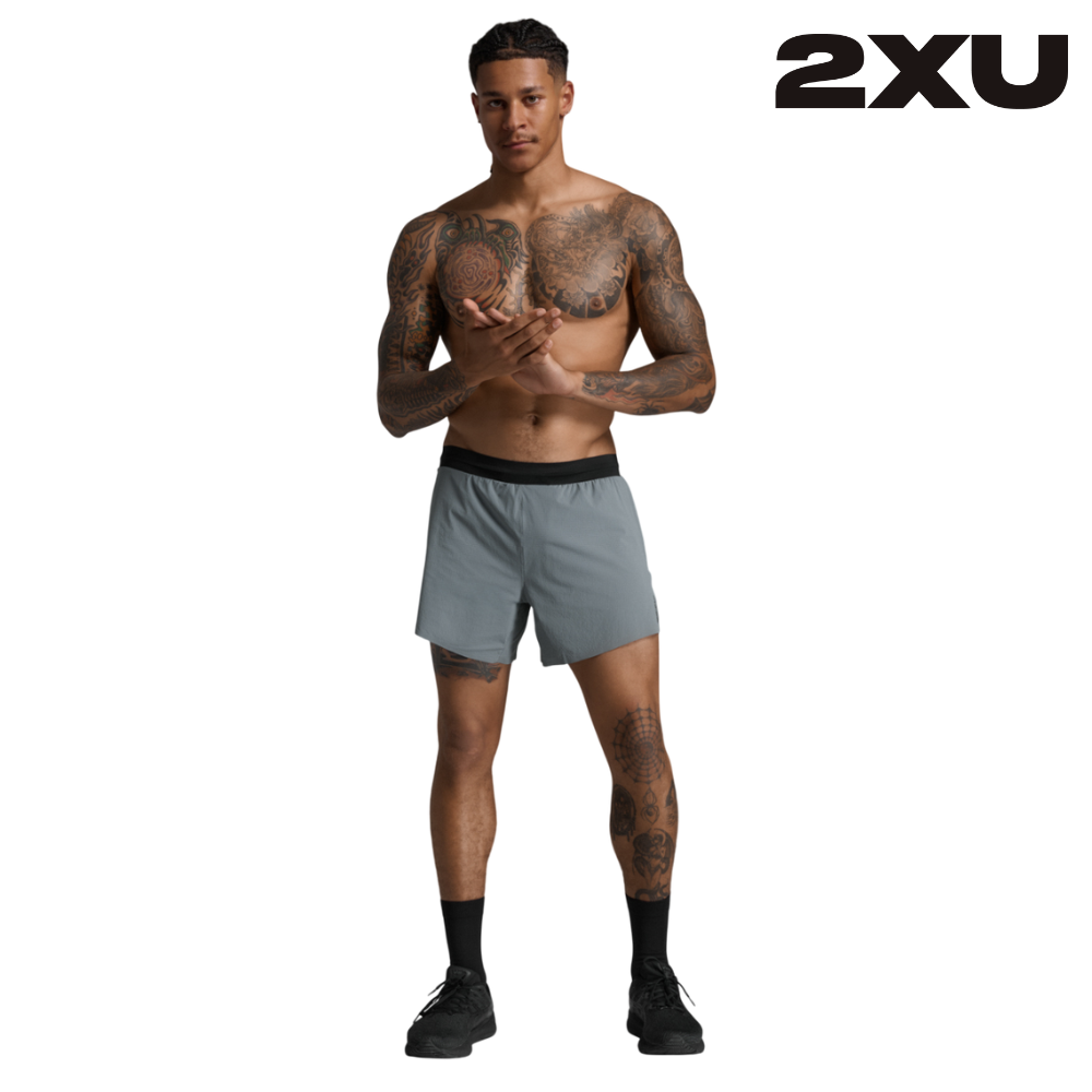 2XU Men Light Speed Stash 5 Inch Shorts - Dark Sage / Black Reflective