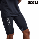 2XU Men Light Speed React Compression Shorts - Black / White Reflective