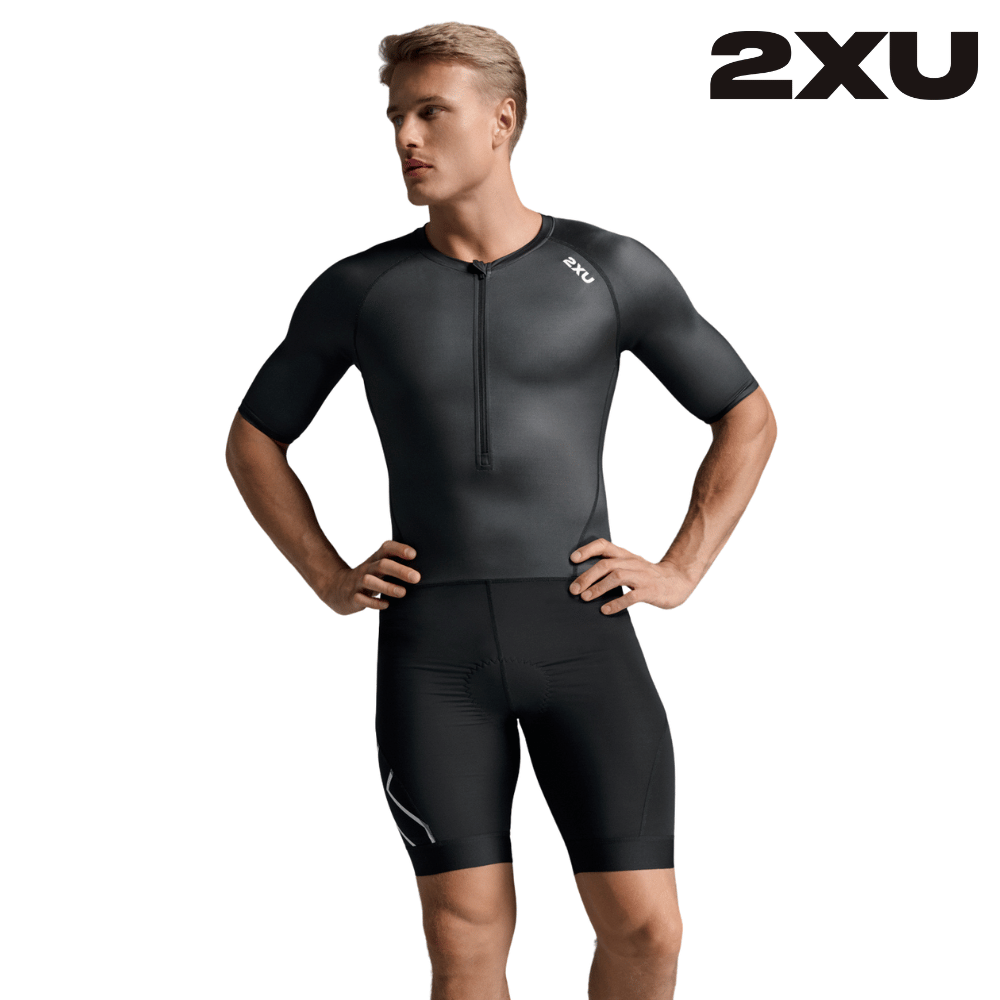 2XU Men Core Sleeved Tri Suit Black White