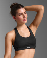 2XU Women Aero Mesh Medium Impact Bra - Black / Silver Reflective