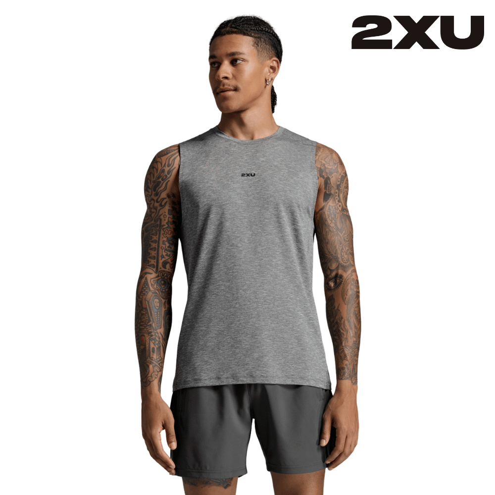 2XU Men Motion Soft Jersey Tank - Harbour Mist / Black