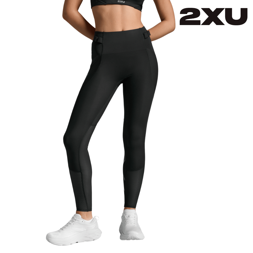 2XU Women Aero Mesh Hi-Rise Compression Tights - Black / Silver