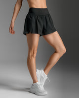 2XU Women Aero Hi-Rise 2-in-1 3 Inch Shorts - Black / Silver Reflective