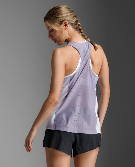 2XU Women Light Speed React Singlet - Glass Gradient Lilac / Silver RF