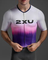 2XU Men Light Speed React Sleeved Trisuit - White / Turbulence