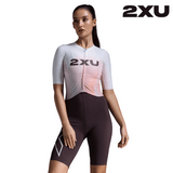 2XU Women Light Speed React Sleeved Trisuit - White / Port