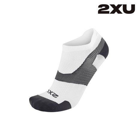 Explore 2XU Unisex Vectr Ultralight 1/4 Crew Socks - White / Grey for trail, outdoor & lifestyle use | Liv Activ Singapore