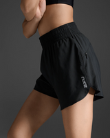 2XU Women Aero Hi-Rise 4 Inch Shorts - Black / Silver Reflective