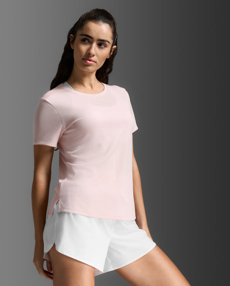 2XU Women Aero Mesh Tee - Pink Frost / Pink Frost Reflective