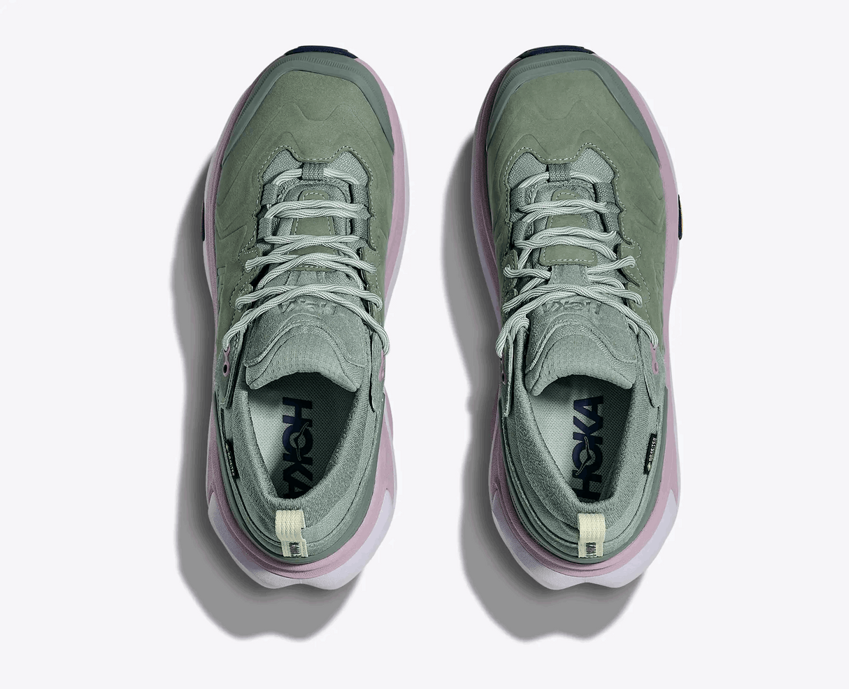 Explore HOKA Women Kaha 3 Low GTX - Rosemary / Ambient Blue for trail, outdoor & lifestyle use | Liv Activ Singapore
