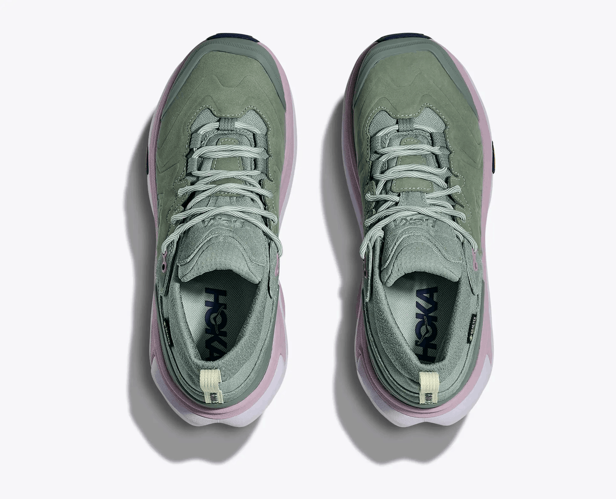 Explore HOKA Women Kaha 3 Low GTX - Rosemary / Ambient Blue for trail, outdoor & lifestyle use | Liv Activ Singapore