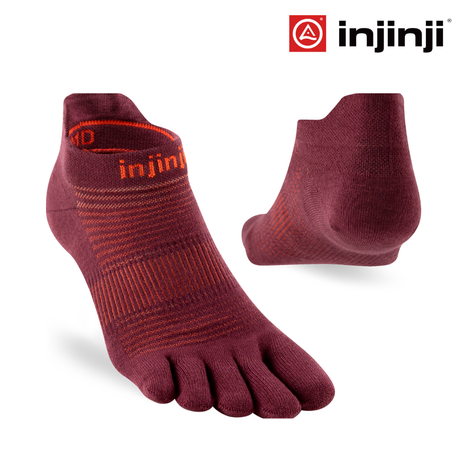 Explore Injinji Run Lightweight No-Show Coolmax - Mahogany for trail, outdoor & lifestyle use | Liv Activ Singapore