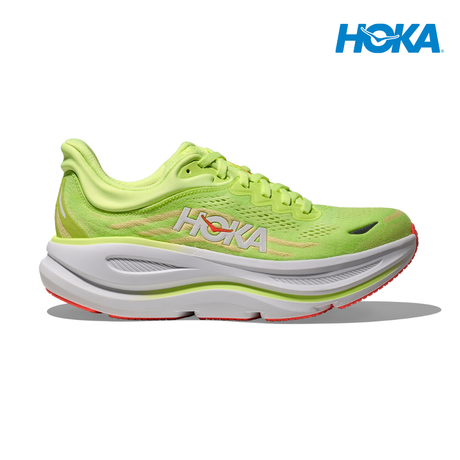 Explore HOKA Women Bondi 9 Wide - Neon Yuzu / Sunlight for trail, outdoor & lifestyle use | Liv Activ Singapore