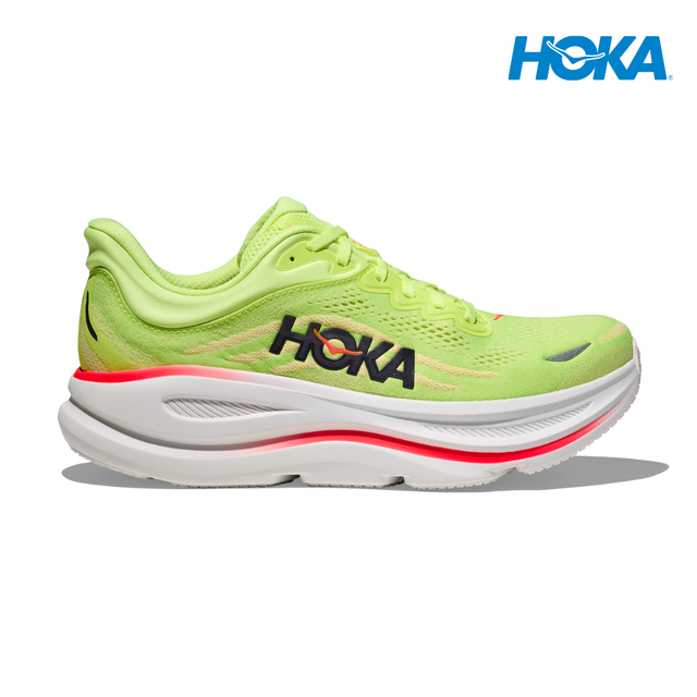 Explore HOKA Men Bondi 9 Wide - Neon Yuzu / Sunlight for trail, outdoor & lifestyle use | Liv Activ Singapore