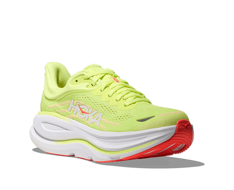 Explore HOKA Women Bondi 9 Wide - Neon Yuzu / Sunlight for trail, outdoor & lifestyle use | Liv Activ Singapore