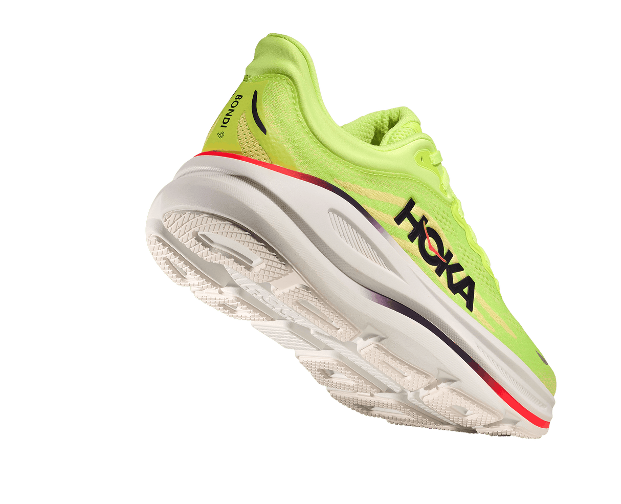 Explore HOKA Men Bondi 9 Wide - Neon Yuzu / Sunlight for trail, outdoor & lifestyle use | Liv Activ Singapore