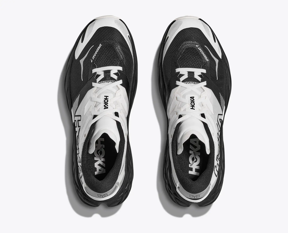 Explore HOKA Women Speedgoat 7 Wide - Black / White for trail, outdoor & lifestyle use | Liv Activ Singapore