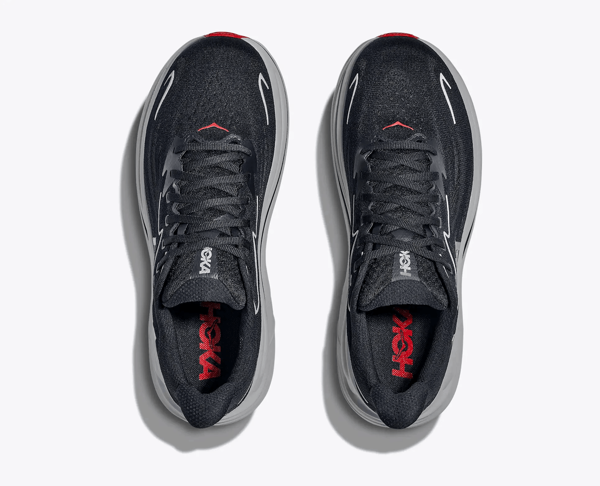 Explore HOKA Men Clifton 10 Wide - Black / Silver for trail, outdoor & lifestyle use | Liv Activ Singapore